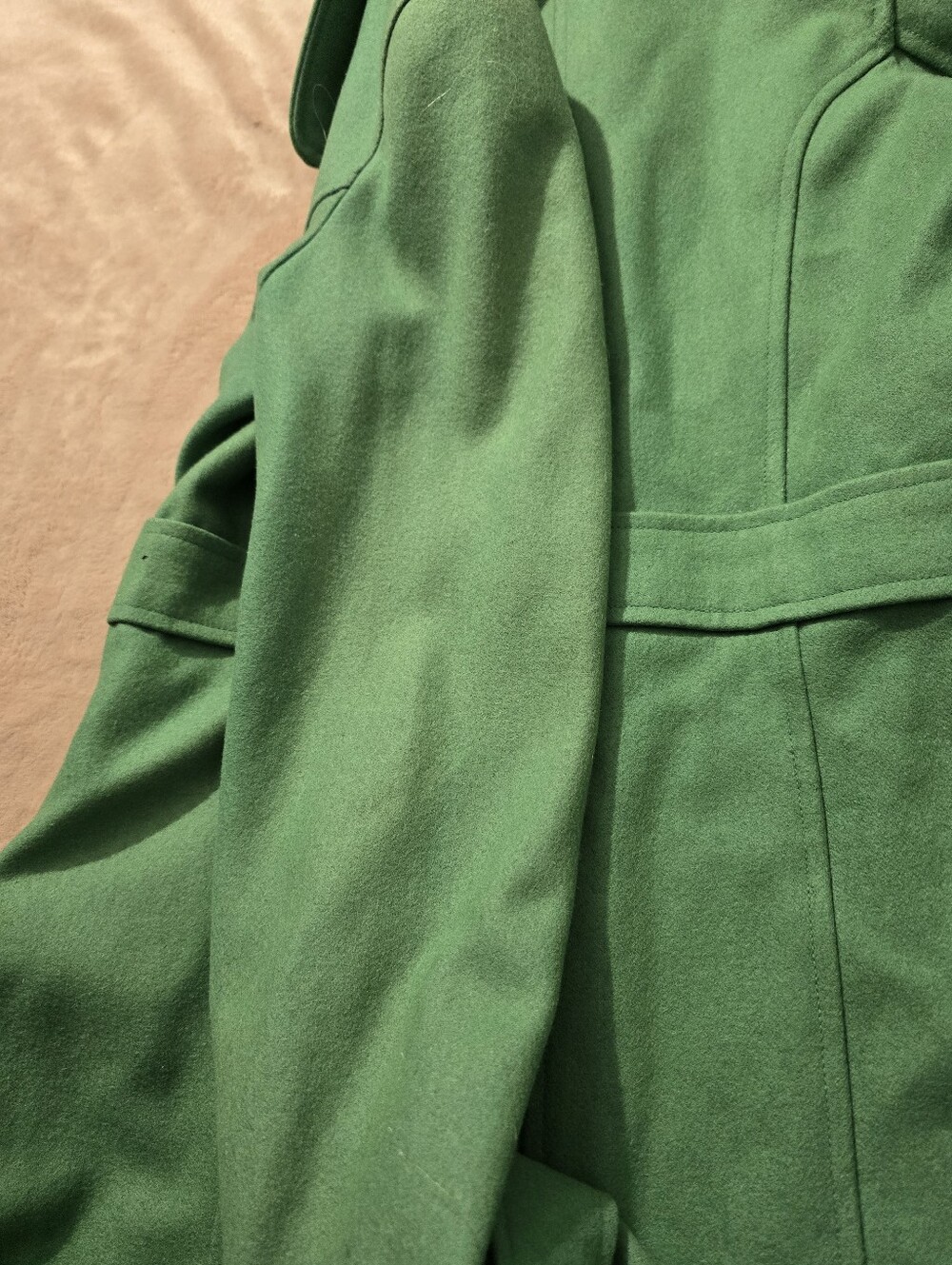 Tulle Anthropologie Pea Coat Retro 60s Fairy Wool Blend Viscose Green Small - Picture 11 of 11